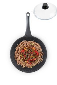 Cookcase Kapaklı Plastik Saplı 28 cm Wok Tava Siyah