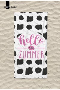 Marte Home Hello Summer Y Pamuklu Plaj Havlusu Çok Renkli