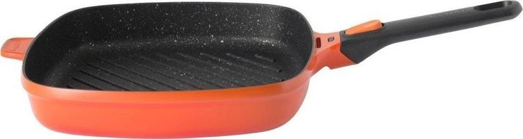 Berghoff Gem Stay Cool Kare Plastik Saplı Alüminyum Döküm 28 cm Grill Tava Turuncu