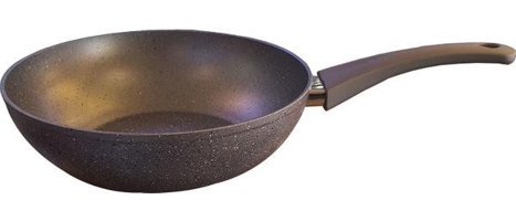 O.M.S Plastik Saplı Alüminyum 28 cm Wok Tava Gri