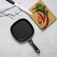 Emsan Mini Plastik Saplı Alüminyum 18 cm Grill Tava Siyah