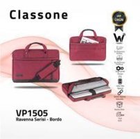 Classone Ravenna VP1005 14 inç Kumaş Su Geçirmez El-Omuz Laptop Çantası Bordo