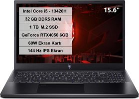 Acer Nitro V 15 ANV15-51 NH.QNBEY.004 Harici GeForce RTX 4050 Intel Core i5 13420H 32 GB Ram 1 TB SSD 15.6 inç Full HD Freedos Gaming Laptop