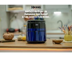 Hiking HAF-503 Airfryer 6 lt Yağsız Mavi Sıcak Hava Fritözü