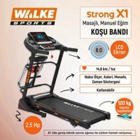 Walke Strong X1 120 kg Kapasiteli Motorlu Katlanabilir Koşu Bandı Siyah