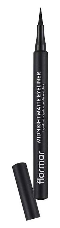 Flormar Midnight Matte Suya Dayanıklı Mat Siyah Kalıcı İnce Uçlu Keçe Kalem Eyeliner