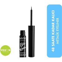 Nyx Epic Wear Metallic Liquid Suya Dayanıklı Siyah Kalıcı İnce Uçlu Fırça Likit Eyeliner