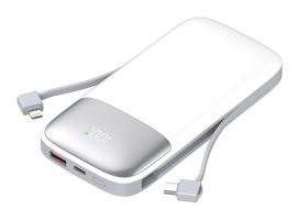 Nettech NT-PW30 SCP 10000 mAh Hızlı Şarj Dijital Göstergeli Lightning-Type C-USB Çoklu Bağlantı Powerbank Beyaz