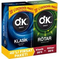 Okey Klasik-Rötar Geciktiricili Prezervatif 2x20'li