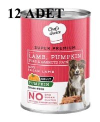 Chef's Choice Super Premium Balkabaklı-Kuzu Etli Ezme Yetişkin Köpek Maması 400 gr 12'li