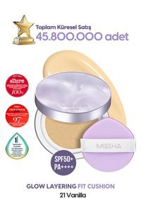 Missha Glow Layering Fit Cushion Güneş Koruyuculu Pudra Kompakt Fondöten 14 gr