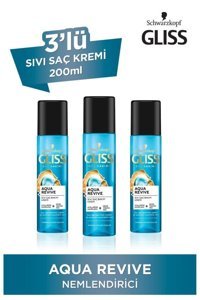 Gliss Aqua Revive Deniz Yosunu Besleyici - Nemlendirici Tüm Saçlar İçin Durulanmayan Kadın Saç Kremi 3 x 200 ml