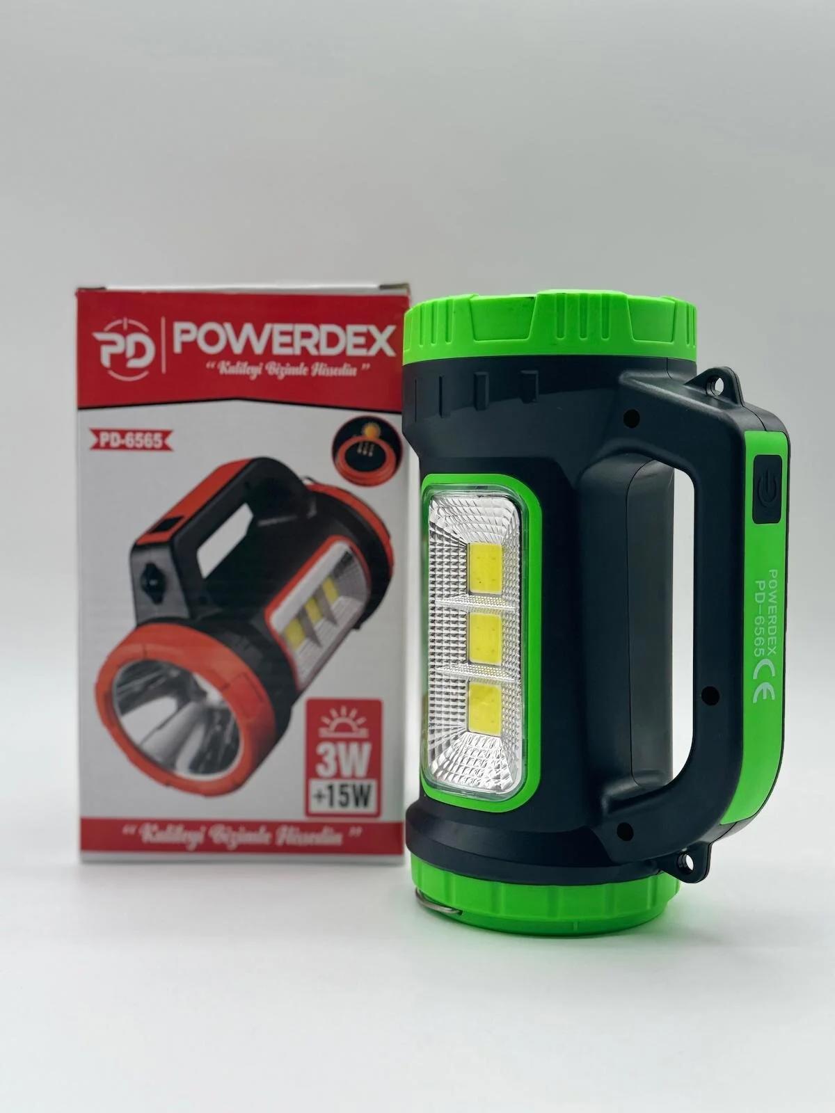 Powerdex Pd-6565 Basmalı Güneş Enerjili LED Şarjlı El Feneri