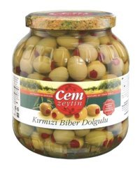 Cem Zeytin Az Tuzlu Biberli Yeşil Zeytin Kavanoz 1 kg