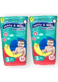 Jenny & Willy Vegan Midi 3 numara Cırtlı Bebek Bezi 2x50 Adet