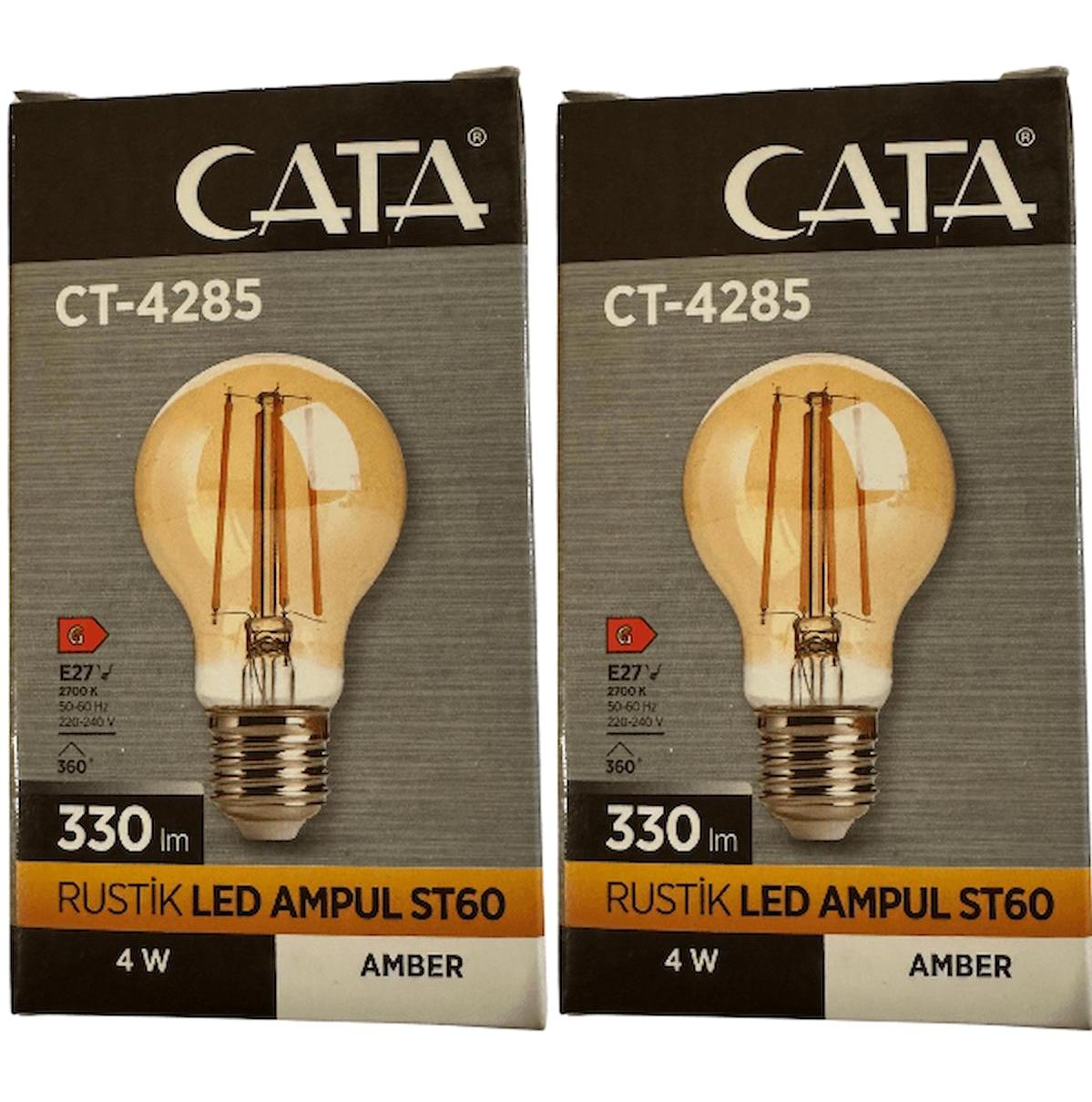 Cata CT-4285 4W 2700K (Amber) E27 Duylu Rustik Led Ampul (2 Adet)