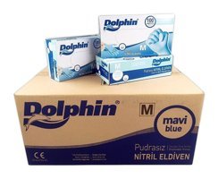 Dolphin Pudrasız Nitril Mavi Medium Temizlik Temizlik Eldiveni 100x20 Paket