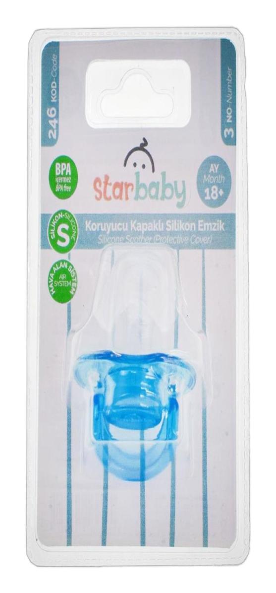 Star Baby 246 No:3 18 Ay+ Damaklı Silikon Emzik Mavi