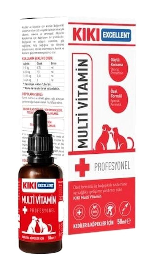 Kiki Excellent Multivitamini Bağışıklık Güçlendirici Yavru-Yetişkin Kedi Vitamini Şurup 50 ml