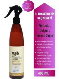 Muddy Double Effect No: 6 Onarıcı Islak Görünümlü Keratinli Hafif Saç Spreyi 400 ml