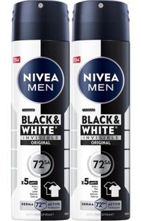 Nivea Black&White Invisible Power Pudralı Ter Önleyici Antiperspirant Sprey Erkek Deodorant 2x150 ml