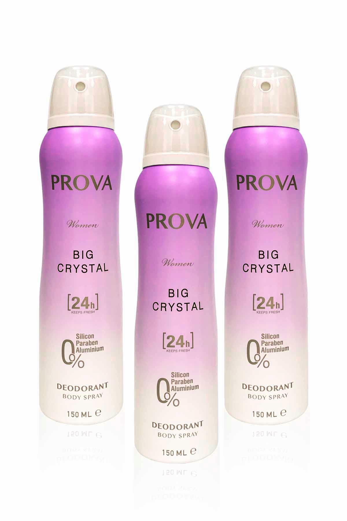 Prova Crystal Pudrasız Ter Önleyici Antiperspirant Sprey Kadın Deodorant 3x150 ml