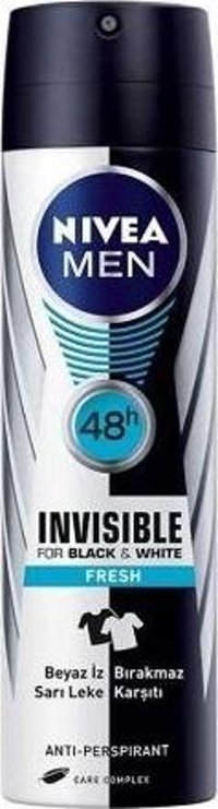 Nivea Black&White Invisible Fresh Pudralı Ter Önleyici Antiperspirant Sprey Erkek Deodorant 12x150 ml