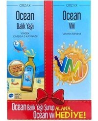 Orzax Ocean Balık Yağı Ocean Vm Portakal Hediyeli Omega 3 Balık Yağı Şurup 150 ml 2 Adet