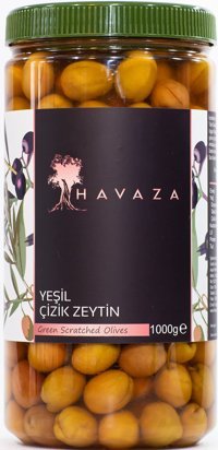 Havaza Tuzlu Çizik Yeşil Zeytin Kavanoz 1 kg