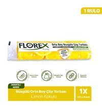 Florex Avantaj Serisi Limon Kokulu Şeffaf Büzgülü Orta Boy 55x60 cm Çöp Poşeti 10x12 Adet Sarı