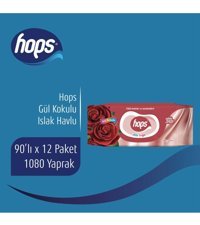 Hops Gül Kokulu 90 Yaprak 12'li Islak Mendil