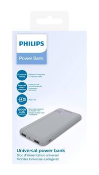 Philips DLP1810CV 10000 mAh Hızlı Şarj Işıklı USB Çoklu Kablolu Powerbank Gümüş