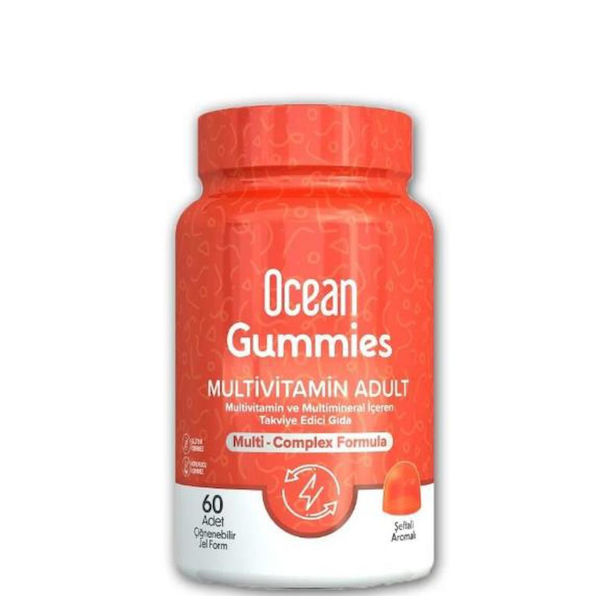 Ocean Gummies Şeftali Aromalı Yetişkin Vitamin 60 Adet Kapsül