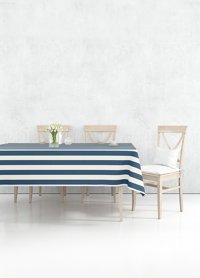 The Mia Stripe Polyester 150x230 cm Dikdörtgen Masa Örtüsü Lacivert