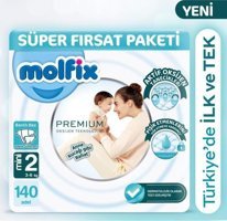 Molfix Premium 2 Numara Göbek Oyuntulu Cırtlı Bebek Bezi 140'lı