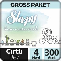 Sleepy Bio Natural 4 Numara Organik Cırtlı Bebek Bezi 300'lü