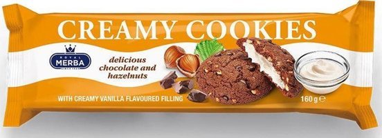 Merba Creamy Cookies Bitter Çikolatalı-Vanilyalı Bisküvi 160 gr