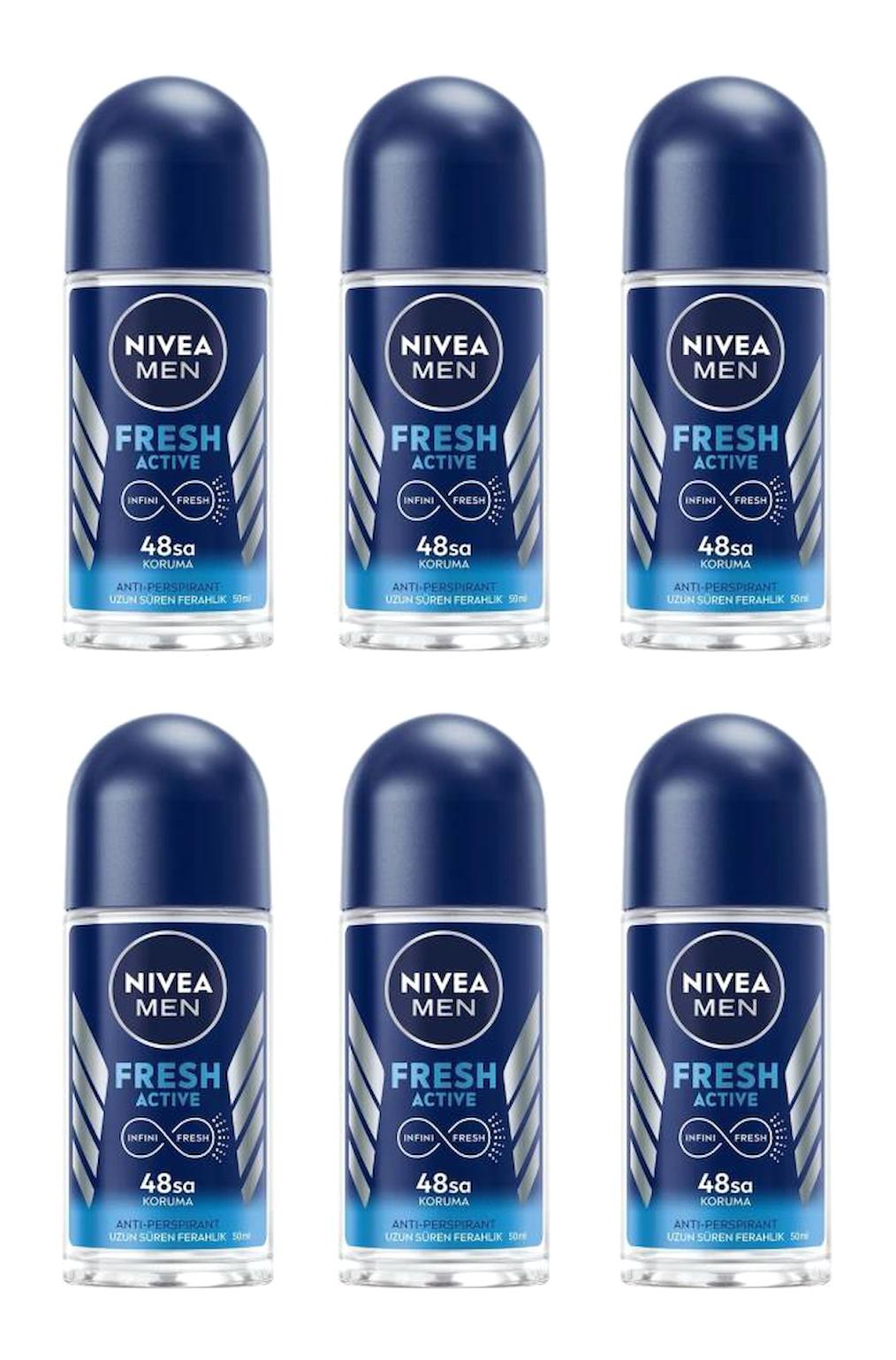 Nivea Fresh Active Pudrasız Ter Önleyici Roll-On Erkek Deodorant 6x25 ml