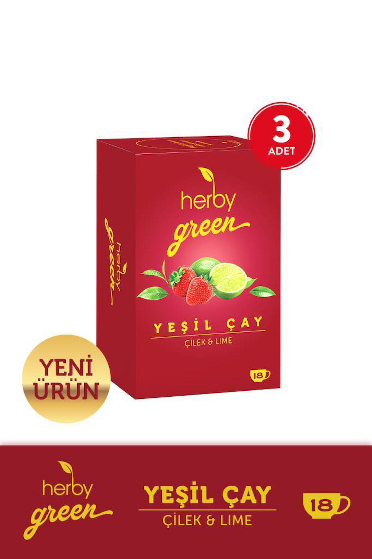 Herby Çilek-Lime Karışık Poşet Bitki Çayı 3x18 Adet