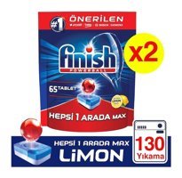 Finish Hepsi Bir Arada Max Limon Tablet Bulaşık Makinesi Deterjanı 2x65 Adet