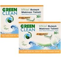 U Green Clean Bitkisel Tablet Bulaşık Makinesi Deterjanı 60 Adet 2x30 Adet