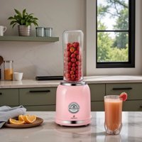 Karaca Retro Personal 600 ml Cam Hazneli Buz Kırıcılı Turbolu Tekli Mini Smoothie Blender Pembe