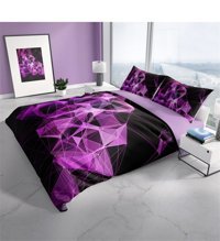 Monohome Diamonds Pamuk-Saten 4 Mevsim 200 x 220 cm 3D Desenli Çarşaflı Çift Kişilik Nevresim Takımı Mor