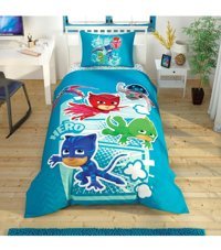 Taç Pamuk 260x220 cm Çarşaflı Pj Masks Tek Kişilik Nevresim Takımı Çok Renkli