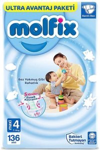 Molfix Maxi 4 Numara Bantlı Bebek Bezi 136 Adet