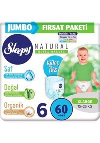 Sleepy Natural 6 Numara Organik Külot Bebek Bezi 60 Adet