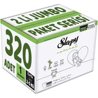 Sleepy Natural 1 Numara Organik Cırtlı Bebek Bezi 320 Adet