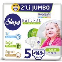 Sleepy Natural Ultra Hassas Junior 5 Numara Organik Cırtlı Bebek Bezi 3x48 Adet