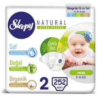 Sleepy Natural Ultra Hassas Mini 2 Numara Organik Cırtlı Bebek Bezi 252 Adet