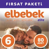 Elbebek Elite Extra Large 6 Numara Cırtlı Bebek Bezi 80 Adet